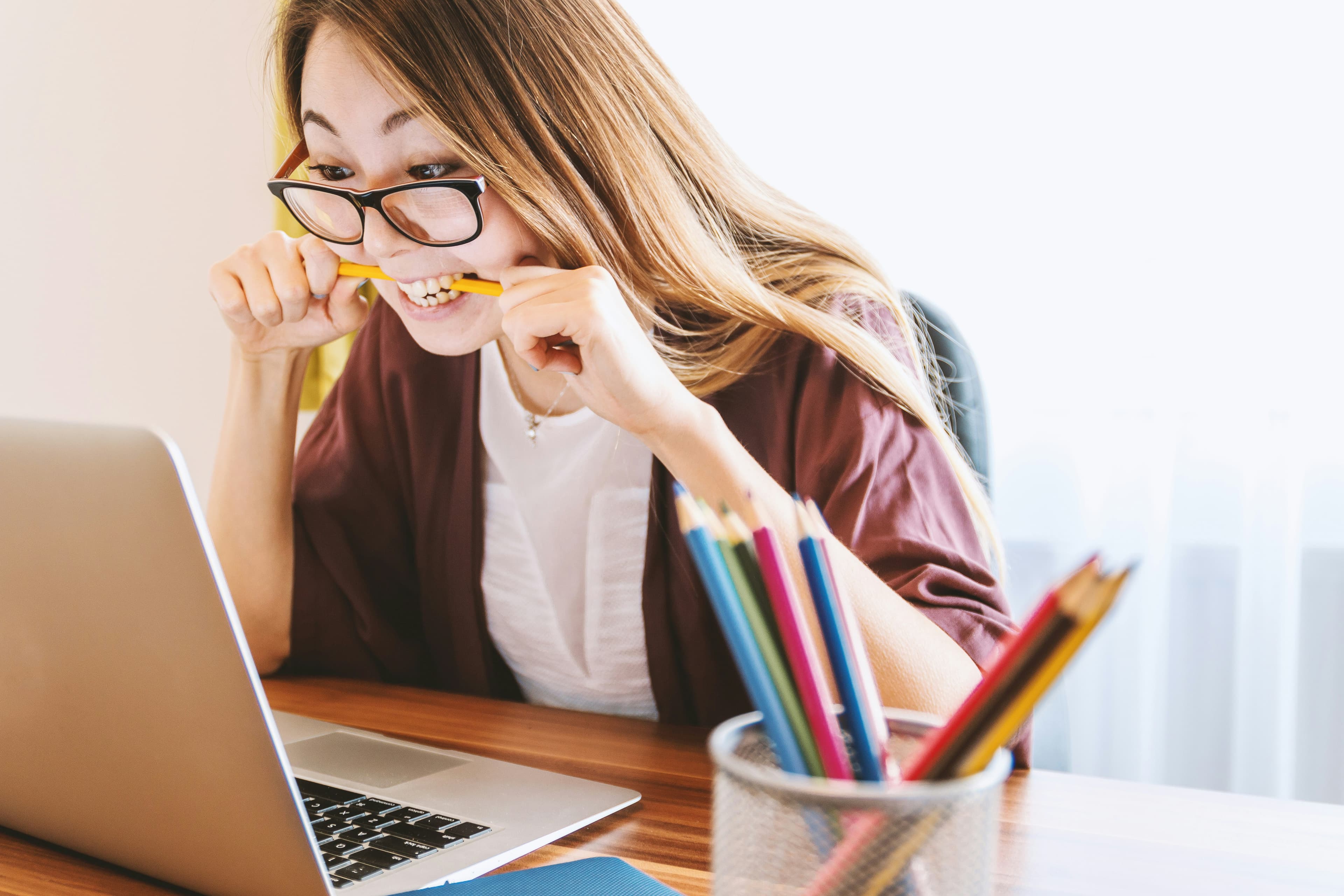 Frustrated woman with laptop