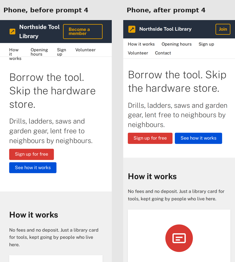 Phone layout before and after the fix